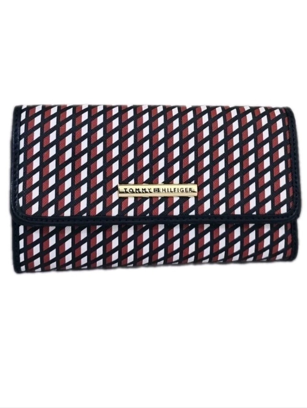 TOMMY HILFIGER Trifold Wallet Checkbook Insert‎ Red White Blue Classic